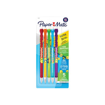 Write Bros® Mechanical Pencil pack of 5 assorted patterns and colours