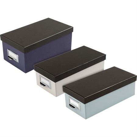 Boîte de rangement pour fiches 3 x 5 po. blanc et noir