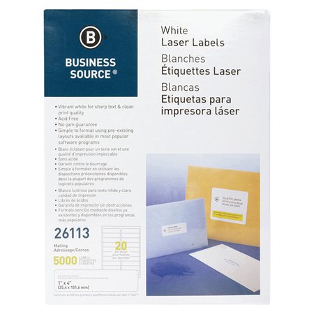 Étiquettes d’adresse premium Paquet de 250 feuilles 1 x 4 po. (5000)