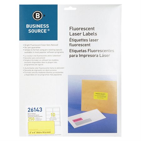 Fluorescent Labels 2 x 4 in. Package of 250 yellow