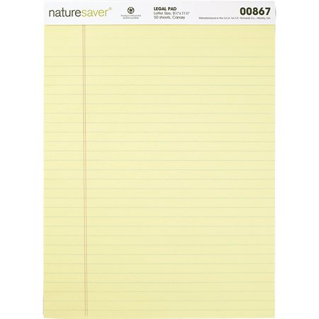 Recycled Writing Pad Letter size - 8-1 / 2 x 11-3 / 4 in. yellow