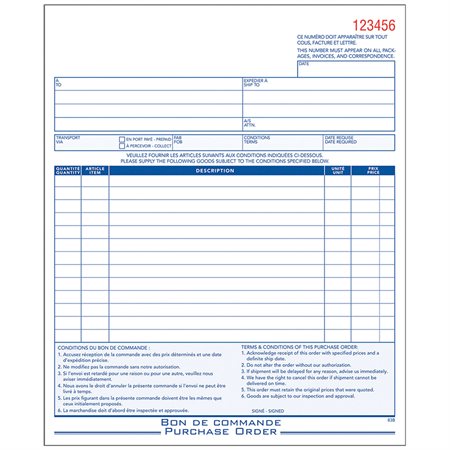 Purchase Order Form 8-3 / 8 x 10-11 / 16 in