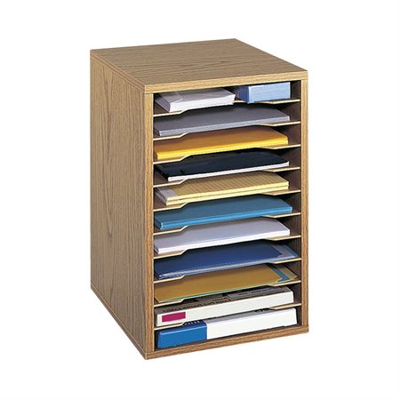 Wood Mailroom Organizer 11 compartments. 10-3 / 4 X 12 X 16 in. H oak
