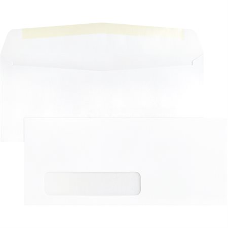 Enveloppe blanche Standard. Avec fenêtre. #10. 4-1 / 8 x 9-1 / 2 po.