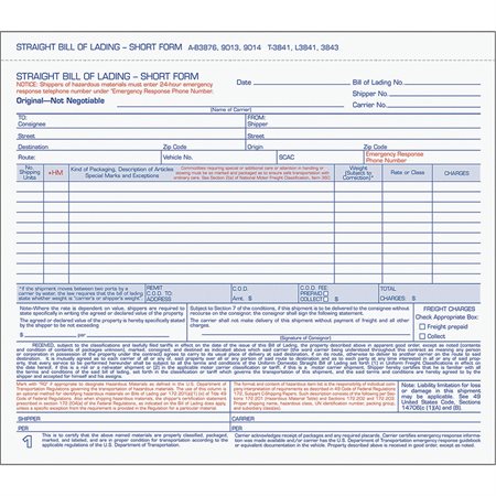 Bill-of-Lading Snap off Form Sets 8,5 x 7 in - 3 parts