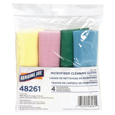 Microfiber Cloths 4 assorted colours (pkg 4)