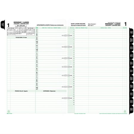 Desk Size Refills and Accessories (2025) Dated refills - bilingual 1 day / 2 pages