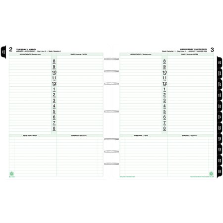 Folio Size Refills and Accessories (2025) Dated refills -bilingual 1 day / page