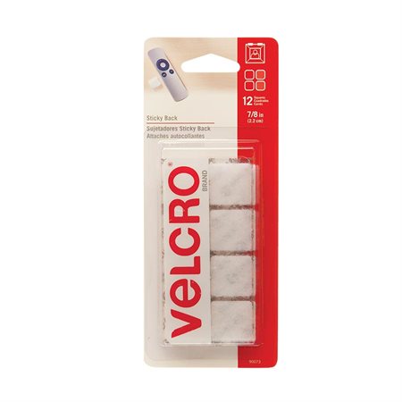 Velcro® Fasteners Squares, 7 / 8". Package of 12. white
