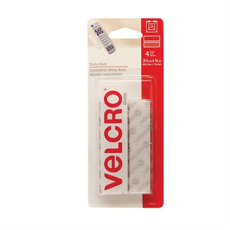 Attaches Velcro® Bandes, 3-1 / 2 x 3 / 4". Paquet de 4. blanc