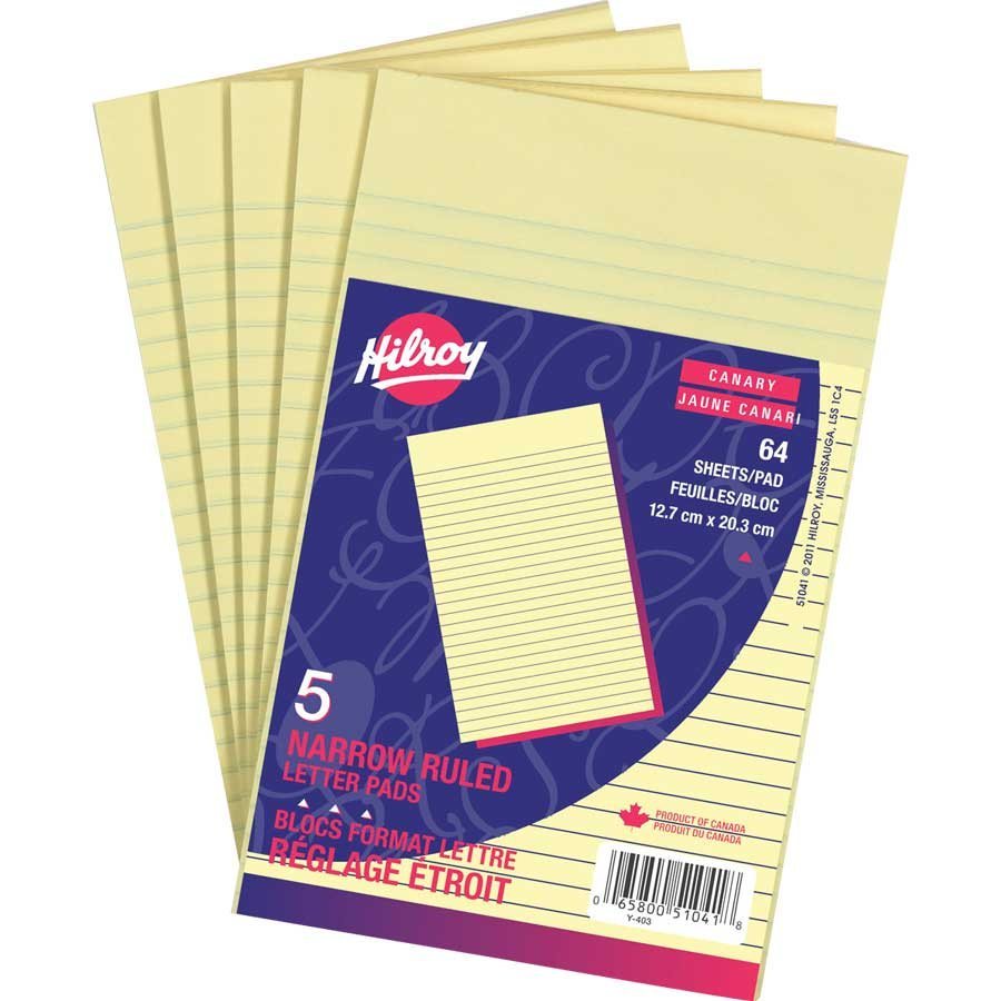 Lot De 3 Blocs-notes Lignés 21,6 X 29,8 Cm - Papier Jaune Canany 9,5 Kg, 30 Feuilles Par Bloc - Pour Brouillons Et Notes