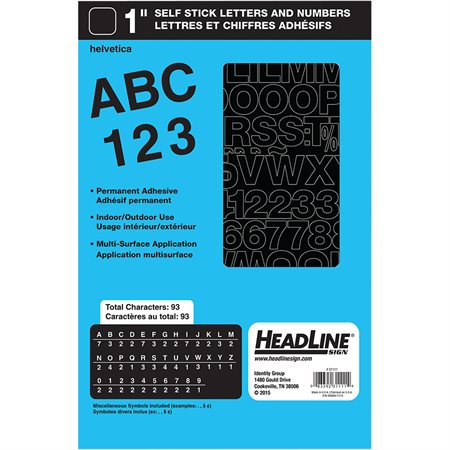 Geosign Vinyl Letters and Numbers Black letters, upper case. 25 mm (1”)