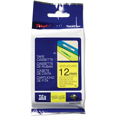 P-Touch TZe Printing Tape Cassette 12 mm black on yellow
