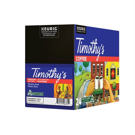 Timothy's™ Coffee Recyclable pods Mocha Java Coffee, velvety.