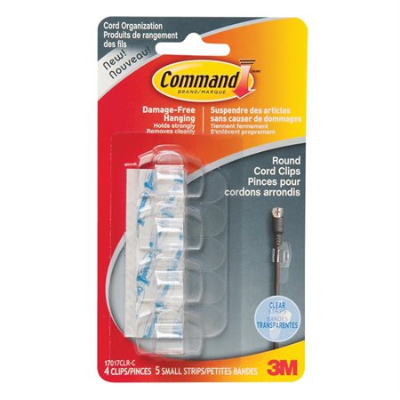 Command™ Adhesive Cord Clips small, 4 clips, 5 strips