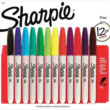 Sharpie® Fine Marker Package of 12 assorted colours