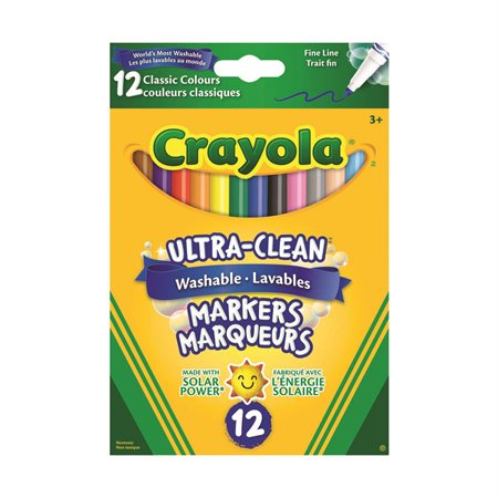 Ultra-Clean Washable Markers Fine tip classic colours - box of 12