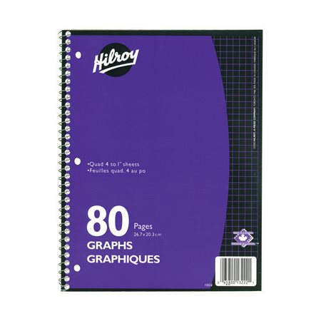Spiral Notebook Quadruled 4 squares / inch. 80 pages