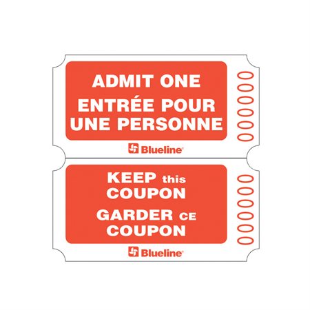 Billets d'entrée Rouleau de 2000 billets, doubles. rouge. Bilingue