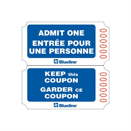 Billets d'entrée Rouleau de 2000 billets, doubles. bleu