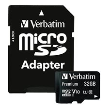 Carte mémoire micro SDHC/SDXC Premium avec adaptateur Classe 10 SDHC, 45 Mo/s 32 Go