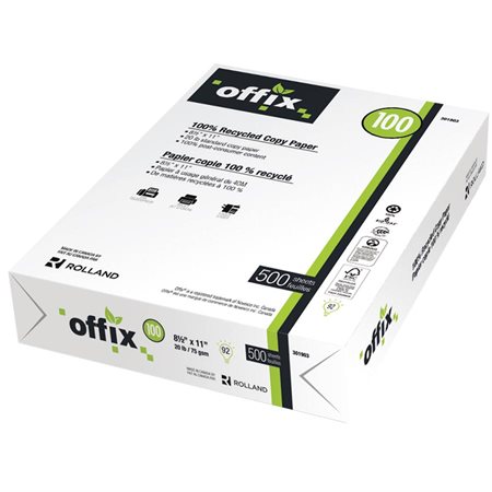 Offix® 100 Recycled Paper Package of 500 letter, 3-hole punched