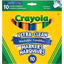 Ultra-Clean Washable Markers Broad line classic colours - box of 10