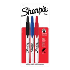 Retractable Permanent Marker Fine. Package of 3 assorted colours