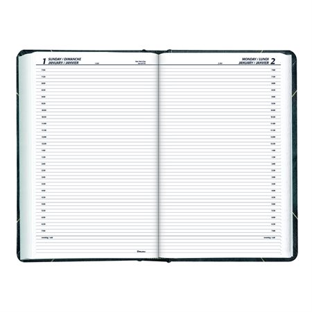 Daily Diary (2025) Green cover, 30-minute schedule Bilingual