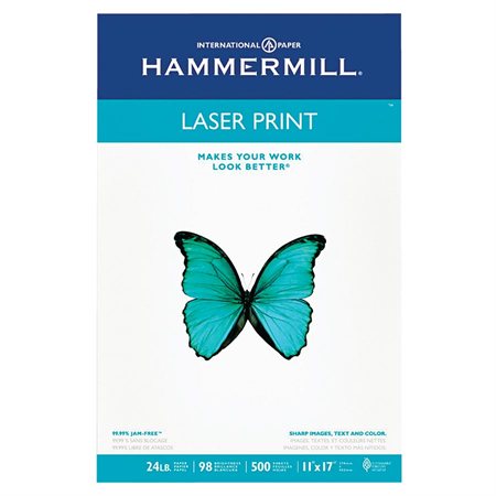 Papier Laser Print 24 lb. Paquet de 500. tabloïd
