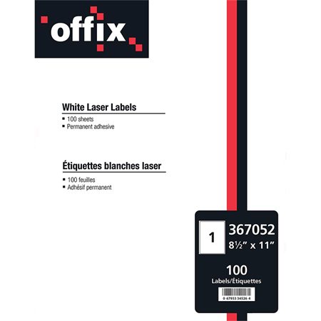 Offix® White Labels 8-1 / 2 x 11" (100)