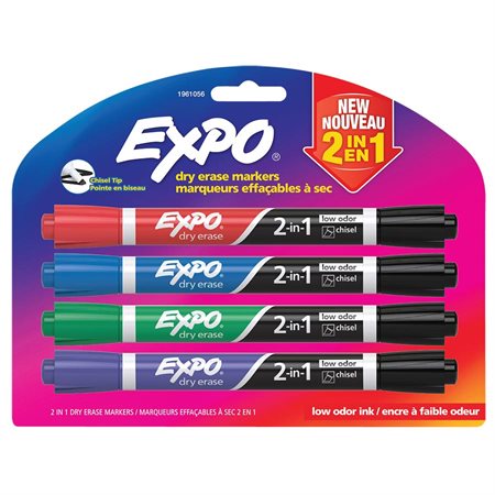 2 in 1 Dry Erase Whiteboard Markers Package of 4 business colours