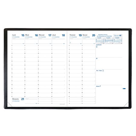 Agenda hebdomadaire Président (2024) Agenda complet français - couvert noir