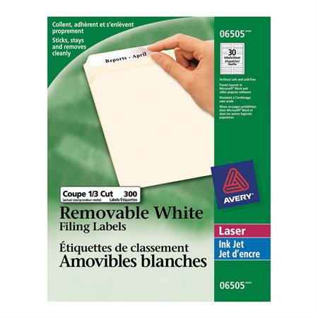 Removable Filing Labels white