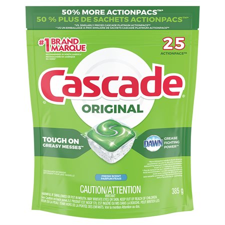 Détergent lave-vaiselle Cascade 2-in-1 Action Pacs® Paquet de 25 parfum frais