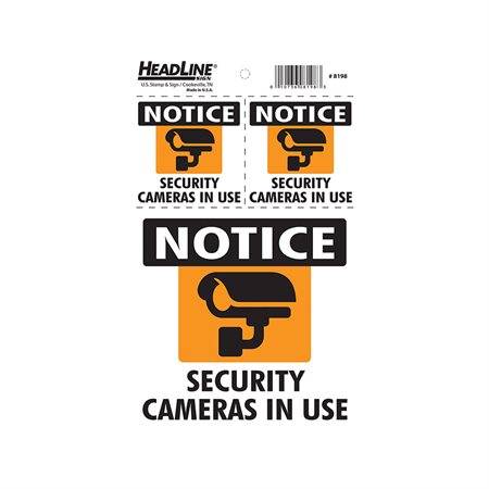 Self-Stick Combo Decal notice security cameras in use