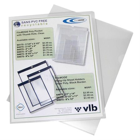 Protective File Pockets 12 x 9-5 / 8 in clear