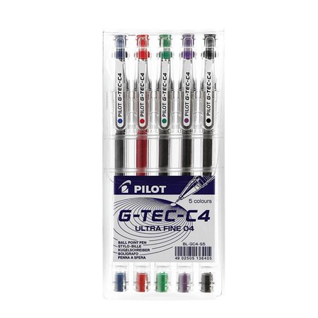 Stylo à bille roulante G-Tec-C4 Grip Paquet de 5 couleurs variées