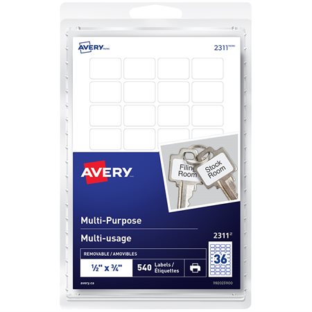 Étiquettes multi-usages autoadhésifs Rectangulaire 1 / 2 x 3 / 4 po ( pqt 540)