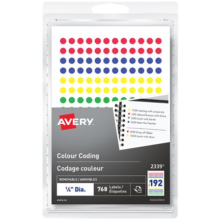 Étiquettes de codage couleur autoadhésives couleurs variées