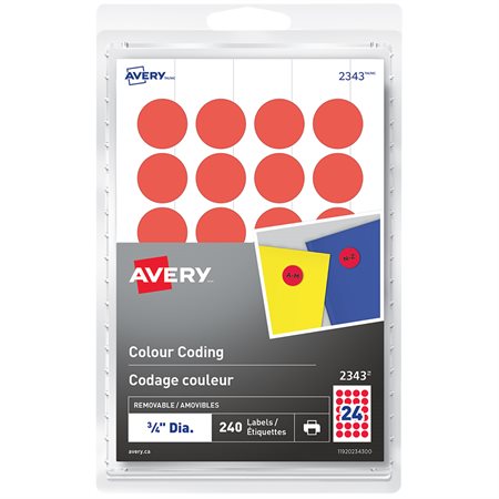 Avery Étiquettes de codage couleur autoadhésives