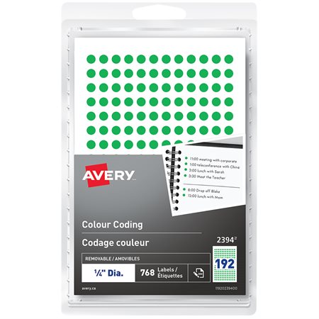 Étiquettes de codage couleur autoadhésives vert