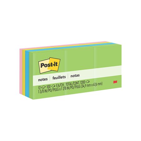 Feuillets originaux Post-it® - collection paradis floral 1-1 / 2 x 2 po bloc de 100 feuillets (pqt 12)