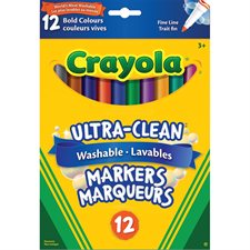 Ultra-Clean Washable Markers Fine tip bold colours - box of 12