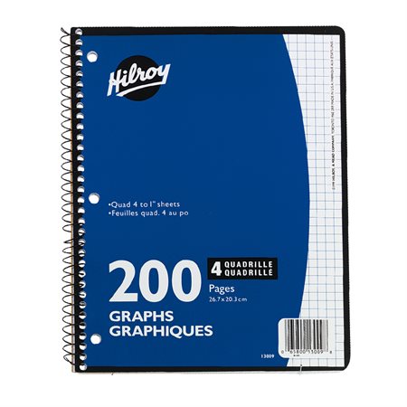 Spiral Notebook Quadruled 4 squares / inch. 200 pages