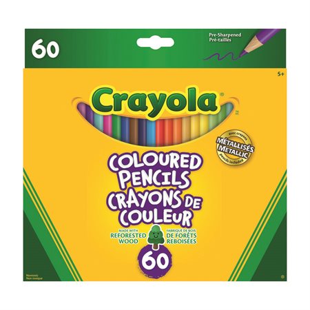 Crayola® Wood  Colouring Pencils Box of 60 with metallic pencils