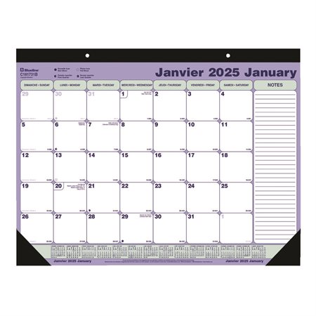 Monthly Desk Pad Calendar (2025) 21-1 / 4 x 16 in. bilingual