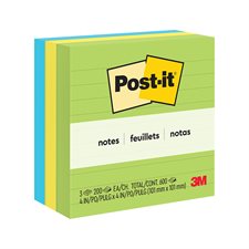 Post-it® Original Notes – Floral Fantasy Collection 4 x 4 in., lined 200-sheet pad (pkg 3)