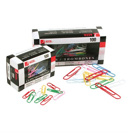 Coloured Paper Clips Box of 100 #5 (2")