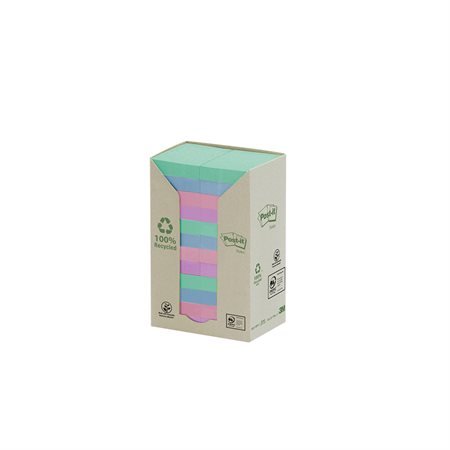 Feuillets autoadhésifs recyclés Post-it® Couleurs pastel arc-en-ciel 1-1 / 2 x 2 po. (24)